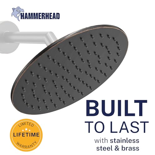 HammerHead Showers Solid Metal Round 8 Inch Rainfall Shower Head, High Flow Shower Head Optimized for Pressure, Oil Rubbed Bronze, 2.5 GPM - Thumbnail 2