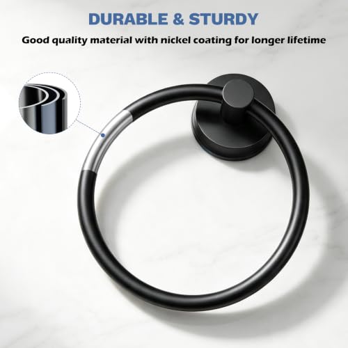 Image of SetSail Suction Cup Towel Holder,Vacuum Towel Ring,Matte Black