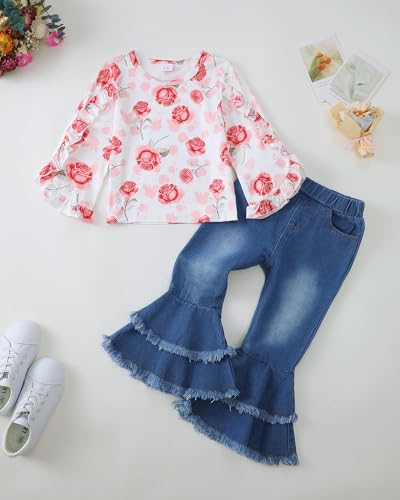 Image of Little Girls Clothes Kids Fall Winter Outfits Pant Set for Girl Age 4-8