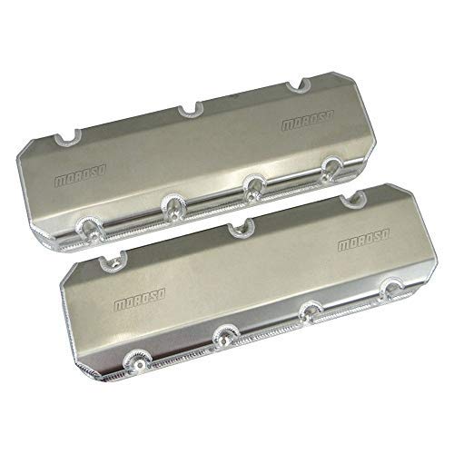 Moroso Valve Cover, Short, 3 In Height, Billet Rail, Moroso Logo, Fabricated Aluminum, Natural, Big Block Chevy, Pair #TOP1