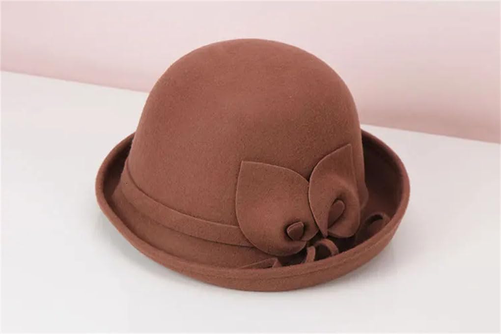 SaoBiiu Feltro di lana Cappelli Floreali Feltro di Lana Fedoras Donna Autunno Inverno Cloche Cappelli Elegante Banchetto Fedora Cappello