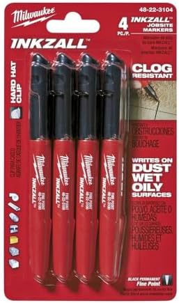 48-22-3104 Inkzall Point Marker, Fine, Black, 4-Pack.