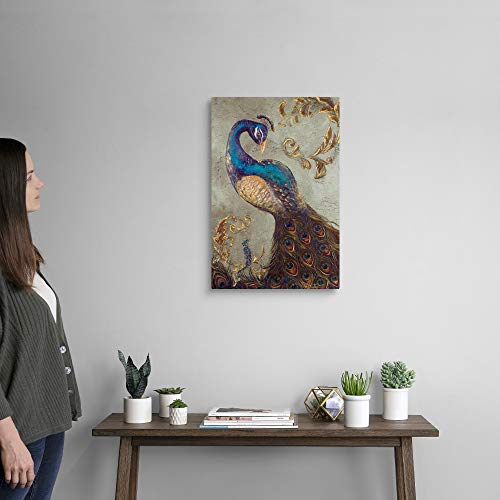 Peacock On Sage Ii Canvas Wall Art Print, Peacock Artwork #TOP1