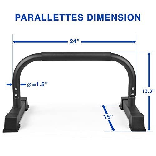 Yes4All Non-Slip Steel Push Up Stand, Parallel Bars, Parallettes With Rubber Feet, Supports Calisthenics Exercises And Upper Body Strength Workouts - Black #TOP1