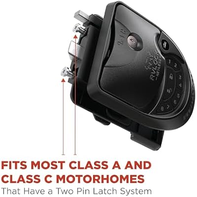 RVLock Class C Charter Keyless Entry Keypad and Handle with Fob, All Metal RV Door Lock and Latch Replacement Kit, Upgraded Silicone Keypad for Class C and A Motorhomes, Fits openings 4.5 x 3.5 Inches