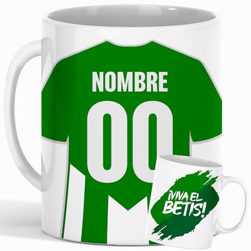 Taza Personalizada Fútbol Betis | Regalo Original para Aficionados del Fútbol | Taza de Desayuno | Regalo Equipo de Fútbol | Diseño Único y Duradero (Betis)
