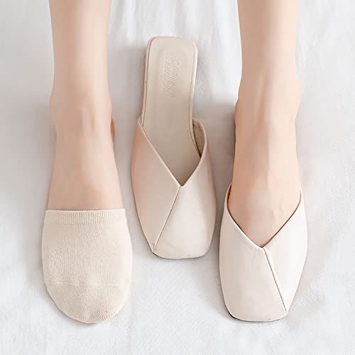 Image of 5 Pairs Non Skid Toe Topper Socks Toe Liner Half Socks No Show Socks Toe Cover Socks No Slip Invisible Socks for Women Nude color
