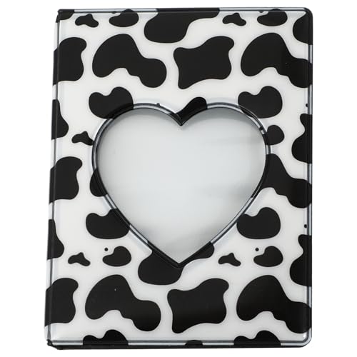 JOINPAYA Álbum de Fotos Pequeño Forma de Corazón Hueco 32 Bolsillos para Fotos de 3 Pulgadas Miniálbum Portátil Diseño Vaca para Almacenamiento y Obsequio en Ocasiones Obsequios