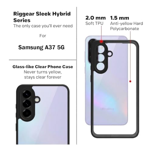 Image of VONZEE Clear Back Case Cover for Samsung Galaxy A36 5G | Shockproof Design | Hard Back Cover Case for Samsung Galaxy A36 5G (PC & TPU, Black)