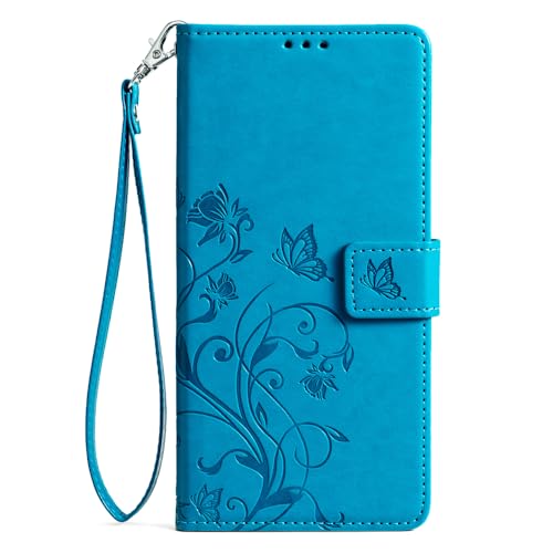 Jiajihua Funda Compatible con Meizu 16XS Funda para teléfono Ranuras para tarjetasCierre magnético Flip Kickstand Blue