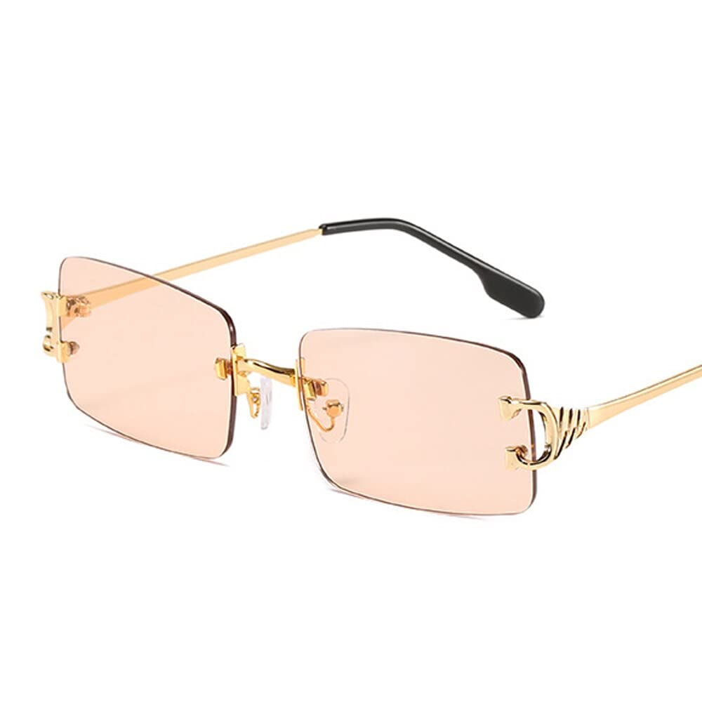 Schmale Sonnenbrille Männer Randlos Sommer Rot Blau Schwarz Rechteckige Sonnenbrille für Frauen Klein