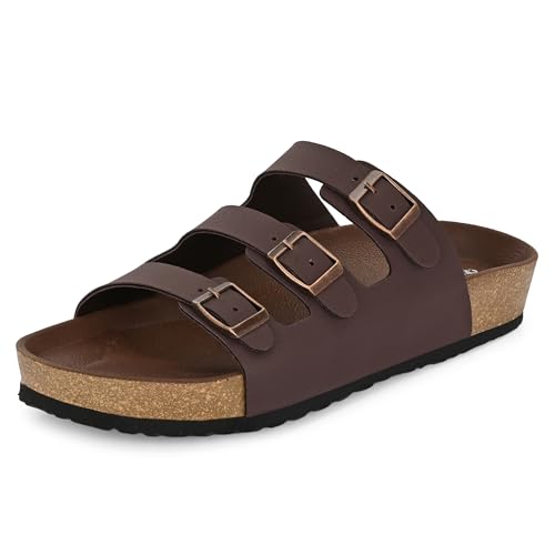 Image of Centrino Men's Berkin-Style Slip-On Sandals | Open Toe Design | Soft PU Footbed | Lightweight & Comfortable | Arch Support | On-Grip Sole | Casual Outdoor Wear (9208)