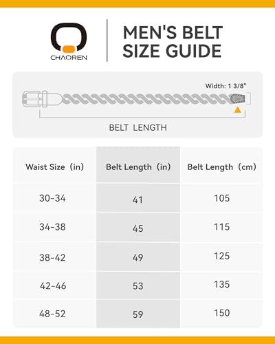 Image of Chaoren Leather Ratchet Belt 2 Pack Dress with Click Sliding Buckle 1 3 /8 inch in Gift Set Box - Adjustable Trim to Fit