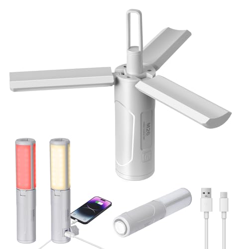 Lanterna da Campeggio, LED Lampada Campeggio 3500mAh Ricaricabile/Power Bank/Pieghevole e Appeso/SOS/Impermeabile IP44, Portatile Lanterna per Campeggio Tenda Escursionismo Pesca Emergenz