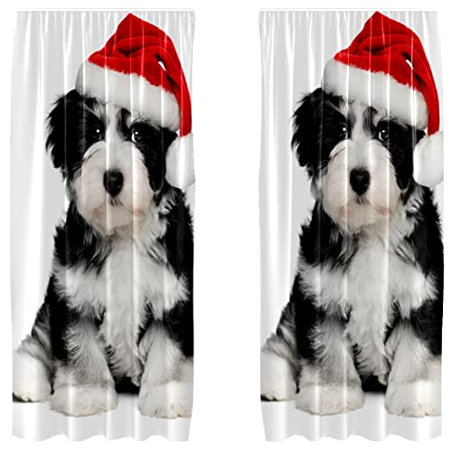 Cortinas de perro de Navidad en microfibra densa de caída elegante para salón 2