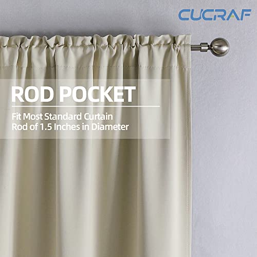 Cucraf Blackout Curtains 84 Inches Long For Living Room, Light Beige Room Darkening Window Curtain Panels, Rod Pocket Thermal Insulated Solid Drapes For Bedroom, 52X84 Inch, Set Of 2 Panels #TOP1