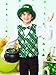 IIMMER Kids Boys Lucky St Patrick's Day 3 Piece Plaid Shamrock Clover Vest Set with Bow Tie & Fashion Glasses Green Waistcoat Outfit for 12 Years Old
