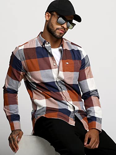Image of THE BEAR HOUSE Men's Cotton Multi Checked Slim Fit Shirt |Multicolored |3XL |TBH-LENO-MC-3XL |