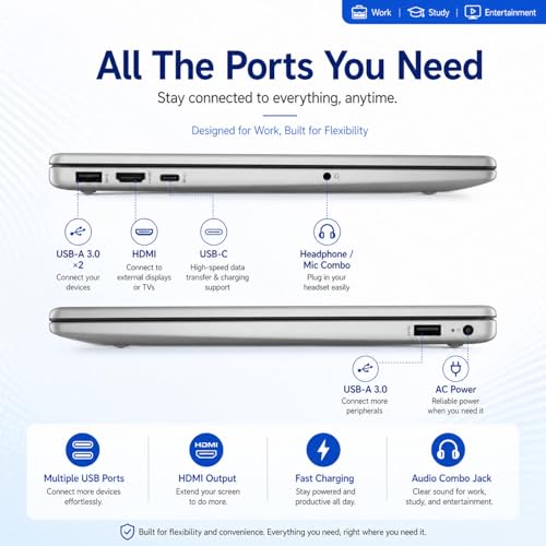 Image of HP New 15.6 inch Business AI Laptop(2026 Premium Edition) with MS365 for Web, Intel Core 7 150U(10 Cores, Up to 5.4 GHz), Wi-Fi 6, Bluetooth 5.4, Ultra Quiet Design, Long Battery Life, Windows 11 Home