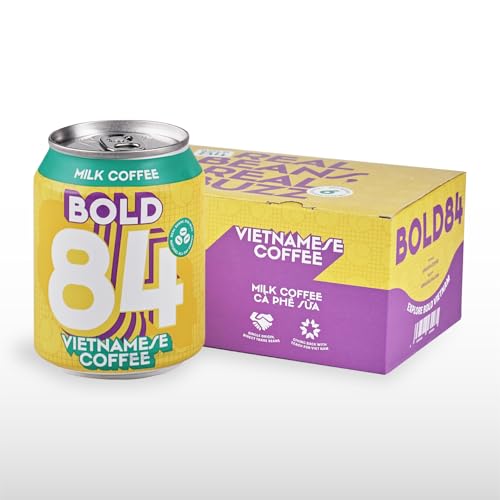 LACÀPH BOLD84 Vietnamese Canned Coffee - Ready-to-Drink Milk Coffee, Single Origin, 8.5 Fl Oz (Pack of 6), No Artificial Ingredients