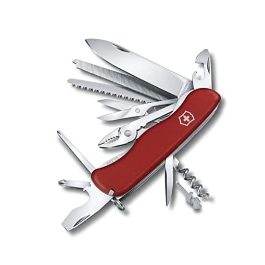 Victorinox Work Champ Swiss Army Knife, 21 Function Swiss Made Pocket Knife - Multi-tool with Large Blade, Pliers, 4 Screwdrivers and Wood Saw - Red
