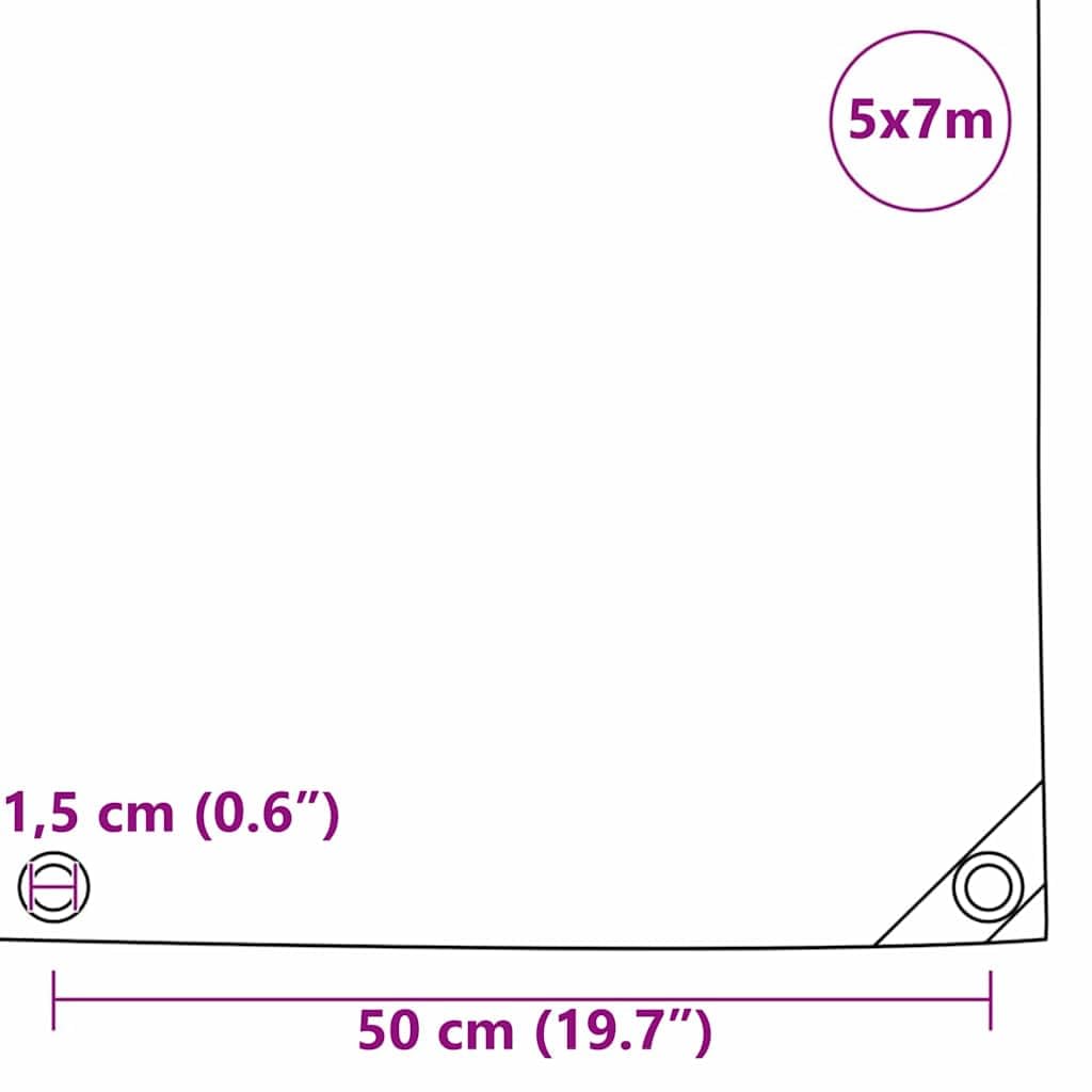 Telone 650 g/m², marrone, con rivestimento in PVC, 5 x 7 m, impermeabile, per giardino, terrazza, auto, barca, tenda, cantiere, con occhielli in metallo, resistente agli strappi e alle