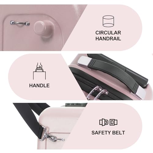 22 Inch Ride on Suitcase for Kids, Travel Luggage with Spinner Wheels for Child Travelling Stroller with Combination Lock/Safety Belt/Telescoping Handle (Pink)
