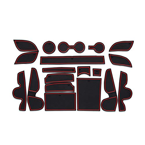 CDEFG für Hyundai Tucson TL Auto Innere Türschlitz rutschfest Anti-Staub Becherhalter Matte Arm Box Aufbewahrung Pads (Rot)