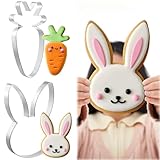 Teenyyou 2 Pcs Large Easter Cookie Cutters 8" Extra Large Bunny and Carrot Stainless Steel Giant Cookie Cutter for Easter Spring Holiday Baking