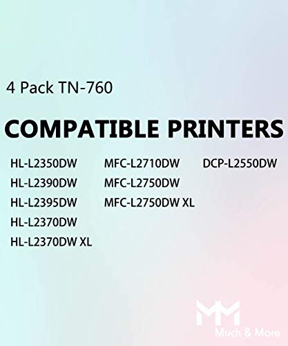 (Pacote com 4, alto rendimento) MuchMore Cartucho de toner compatível de substituição para Brother T