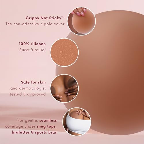 Image of CAKES Body Grippy Non-Adhesive Silicone Nipple Covers for Women (NO STICKY ADHESIVE) - Reusable, Silicone (Circle)