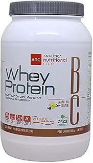 Whey Protein com Colágeno Verisol. Analítica Nutritional Care. O Melhor do Brasil. Sabor Baunilha Bourbon com 900g. 30 doses.