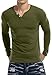 KUYIGO Mens Slim Fit Long Sleeve Fashion Casual Henley T Shirts St Patrick's Day Shirt Tops Army Green Large