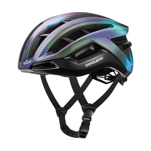 Odoland Adult Bike Helmet for Men & Women, Super Ventilation & Impact-Resistant Frame Bicycle Helmet for Commuting, Adjustable Dial System Lightweight for Road Cycling Aurora Blue 22.4"-24"(