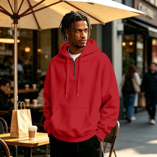 Hooded Sweatshirt Men Comfy Quarter Zip Pullover Sweatshirt Sweat Shirts - image 3