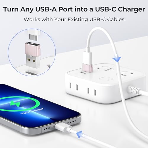 Image of Basesailor USB to USB C Adapter,USBC Female to USB A Male Adapter,Type C Converter Charger for iPhone 17 Pro Max,16 15,Apple Watch iWatch S11 S10 SE,AirPods 3,iPad mini Air,Samsung Galaxy S25,Pink