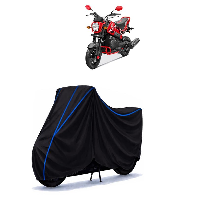 Image of Navi STD Bike Cover Water Resistant Universal Motorcycle Rain | Heavy Duty UV Protection, Dust, Scratch Indoor Outdoor All Weather with Black Blue Piping Elastic