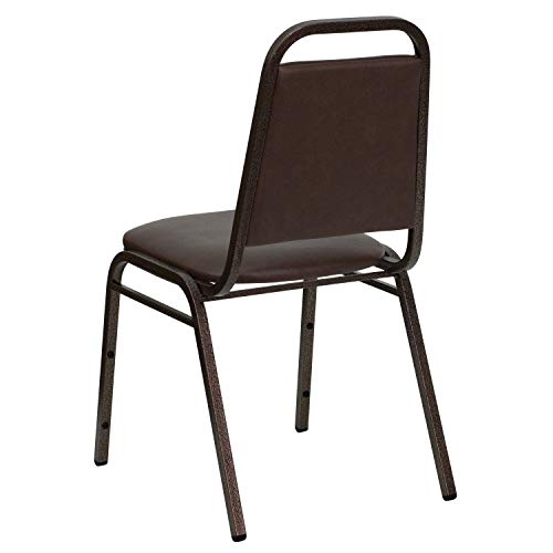 Image of Flash Furniture 4 Pack HERCULES Series Trapezoidal Back Stacking Banquet Chair in Brown Vinyl - Copper Vein Frame