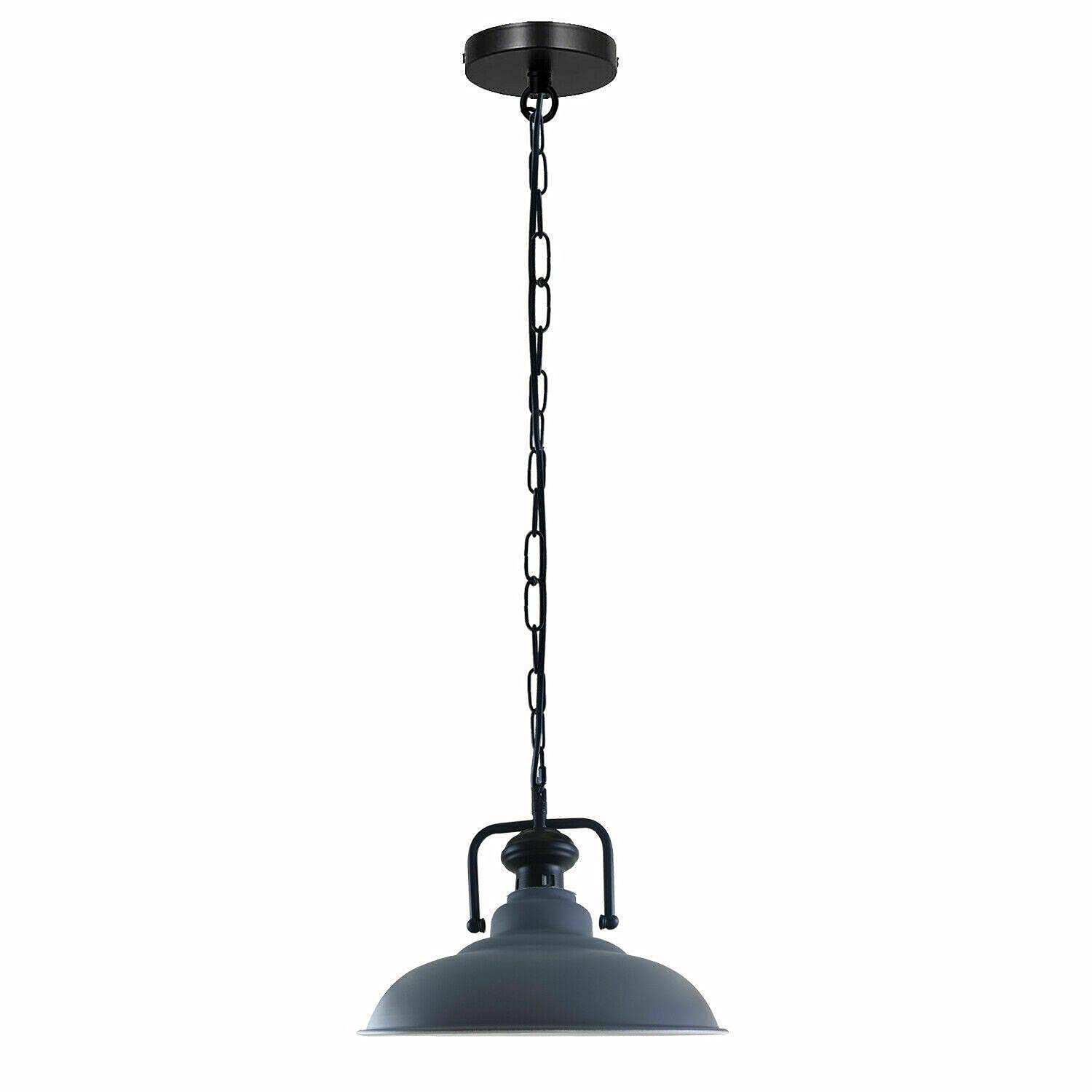 DC Voltage Vintage Industrial Metal Ceiling Pendant Light Modern Shade Hanging Chained Lamp - Grey