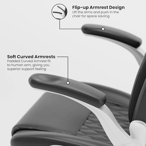 Image of Green Soul Bosco Premium Leatherette Ergonomic Office Chair, High Back | Home Office Executive Chair with Cushion Seat, Flip-up Padded Armrests, 4-Stage Adjust Lumbar Support (Full Black)