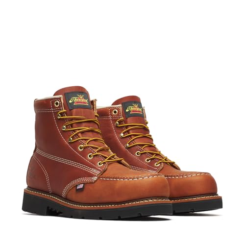 Image of Thorogood American Heritage 6 inch Steel Safety Moc Toe Work Boot for Men, Durable Leather, Slip-Resistant Outsole, ASTM Rated