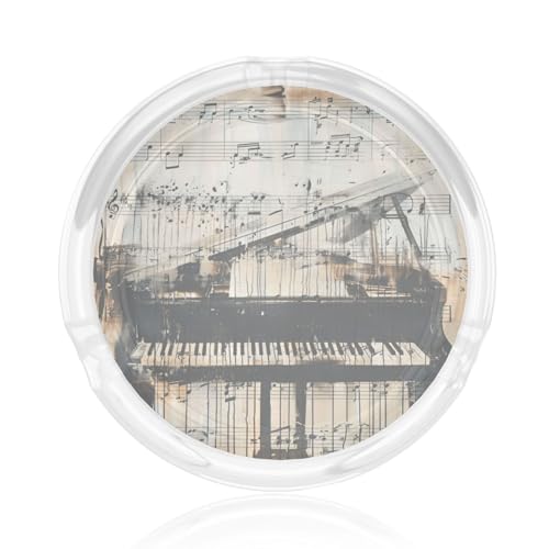 Posacenere rotondo in vetro trasparente da 8,4 cm, per decorazione esterna, casa, ufficio, patio, auto, facile da pulire