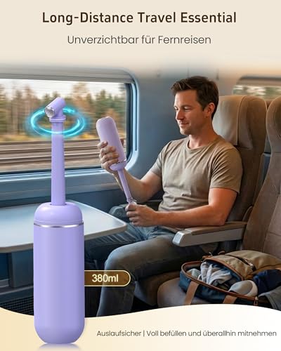 Image of Portable Bidet for Travel & Camping - Manual Squeeze Peri Bottle Handheld | 3 Leak-Proof Seals | BPA-Free | Feminine Hygiene Care | Postpartum | Extendable Sprayer with Nozzle | for Men&Women-Purple