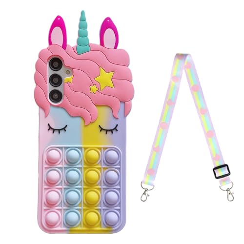 Lubiogio Funda de Silicona Suave para Samsung Galaxy A14 5G/4G de 6.6 Pulgadas con Correa, diseño de Dibujos Animados 3D Kawaii para niñas, Mujeres y niños, Funda de Silicona Suave (A14 de 6.6
