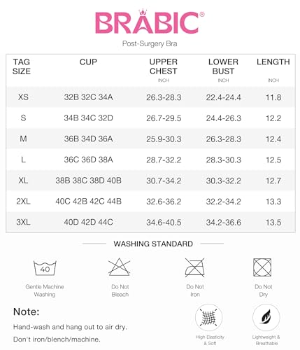BRABIC Womens Brabic Womens' Front Closure Post-surgery Posture Corrector Bra Full Coverage Bra