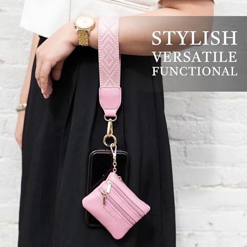 Image of Save the Girls Original Clip and Go Phone Strap Pattern (Classic - Rose) - Crossbody Phone Strap Chain with Zipper Wallet Pouch - Phone Lanyard Zippered