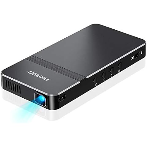 AKASO Mini Projector, Pocket-Sized DLP Portable Projector, 1080P Cookie Projector , Support HDMI WiFI Built-in Rechargeable Battery Stereo Speakers and Remote Control Movie Projector Cover