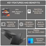 Lenovo V-Series V15 Business Laptop, 15.6" FHD Display, AMD Ryzen 7 7730U, 16GB RAM, 512GB SSD, Numeric Keypad, HDMI, RJ45, Webcam, Wi-Fi, Windows 11 Pro, Black