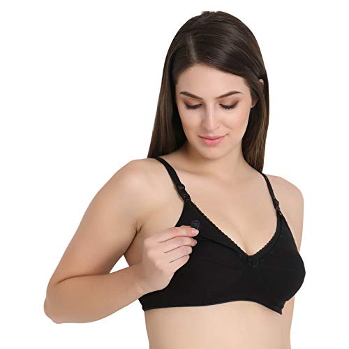 funahme Womens Breastfeeding Maternity Full Cup Cotton Feeding Bra (1 PC. Black)-picture-27