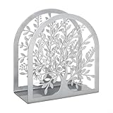 Servilletero de metal con diseño de árbol hueco para cocina, cafetería, mesa de comedor, dispensador de servilletas para uso en restaurantes u hogar (plateado)